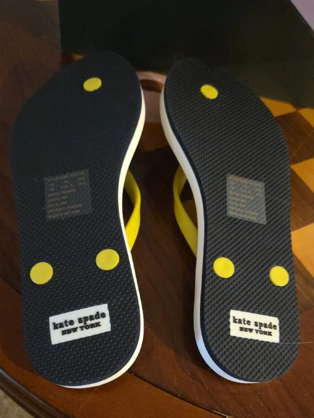 kate spade Yellow & Navy Striped Flip Flop Sandals